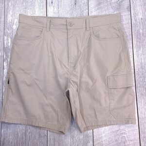 Prana Shorts Double Peak Mens 38 Standard Fit Beige Ripstop Outdoor Hiking